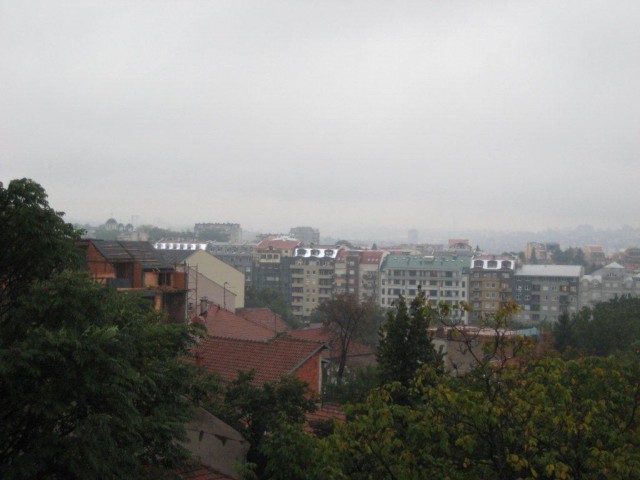 Balkon-Blick im Nebel