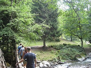 super schmale Brücke über das Flüsschen