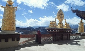 Ein alter Mönch lauscht den Raben