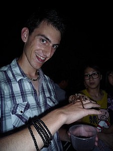 Tom die Tarantel beim Spaziergang auf meiner Hand