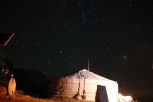Ger Camp at night