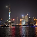 Ein Traum: Die Skyline von Shanghai am Abend