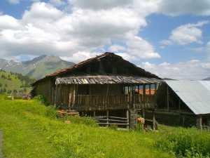 Traditionelle Schäferhütte in Darklo (Im Hintergrund die Berge Dagestans)