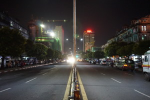 Sule Pagoda Road by night