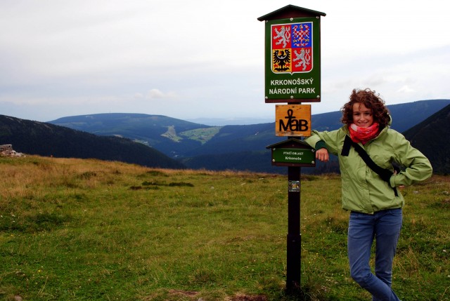Auf der polnischen Schneekoppe und doch schon in Tschechien!