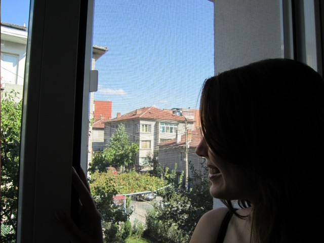 Der Blick aus dem Fenster.