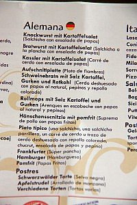 Speisekarte des Deutschen Hauses in Oberá